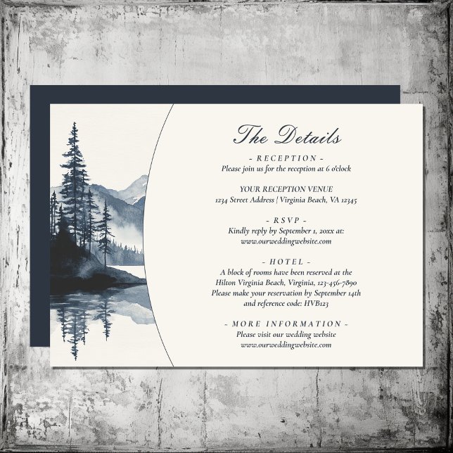 Rustic Mountain Lake Wedding Details Enclosure Card (Rustic Mountain Lake Wedding Details Enclosure Card)