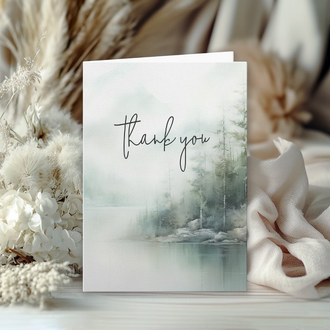 Rustic Mountain Lake Wedding Thank You Card (Creator Uploaded)