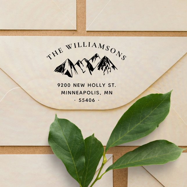 Rustic Mountain Landscape Custom Return Address Self-inking Stamp (Creator Uploaded)