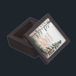 Rustic Mountain Landscape, Fog, Pine Trees Wedding Gift Box<br><div class="desc">Part of the Rustic Luxe Collection: https://bit.ly/3iO6eCD. A charming place to store your rings or other prized possessions. Rustic foggy mountain landscape coasters in shades of forest green and copper with pine trees and fog behind the mountains. Personalize with your own name and date.</div>