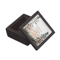 Rustic Mountain Landscape, Fog, Pine Trees Wedding Gift Box