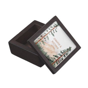 Rustic Mountain Landscape  Fog  Pine Trees Wedding Gift Box by dmboyce at Zazzle