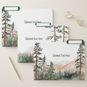 Rustic Mountain Landscape Pine Evergreen Trees File Folder
