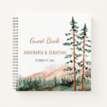 Rustic Mountain Landscape Pine Trees Guest Book 2 at Zazzle
