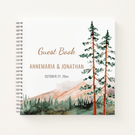 Rustic Mountain Landscape Pine Trees Guest Book 2