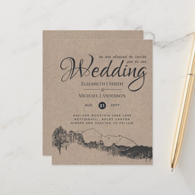 Rustic Mountain Landscape Pine Trees Wedding (Front/Back In Situ)