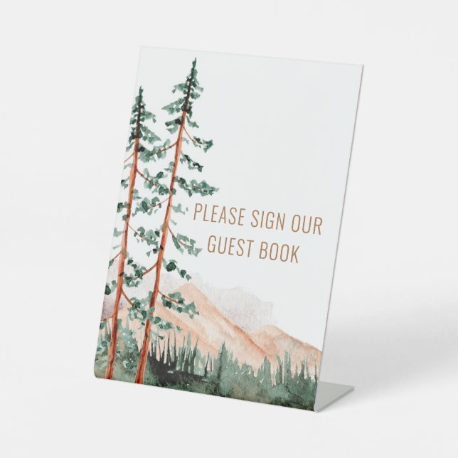 Rustic Mountain Landscape Sign our Guest Book (Front)