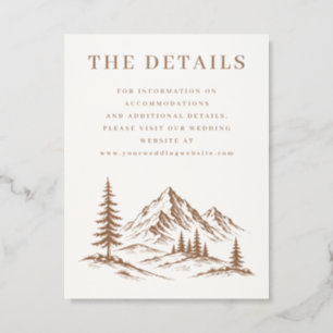 Rustic Mountain Landscape Wedding Details Letterpress Enclosure Card