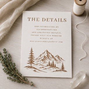 Rustic Mountain Landscape Wedding Details Letterpress Enclosure Card