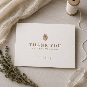 Rustic Mountain Landscape Wedding Letterpress Thank You Card