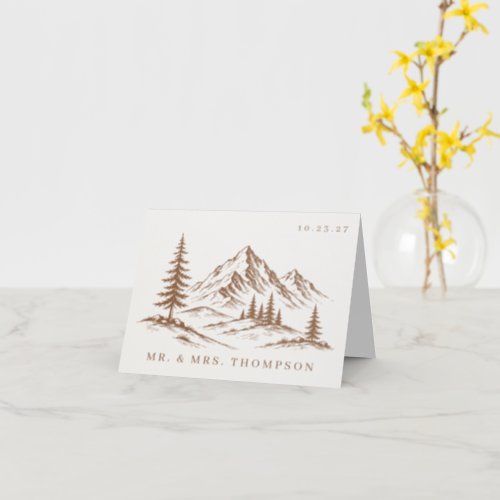 Rustic Mountain Landscape Wedding  Letterpress Thank You Card