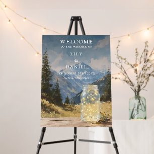 Rustic Mountain Mason Jar Wedding Welcome Sign