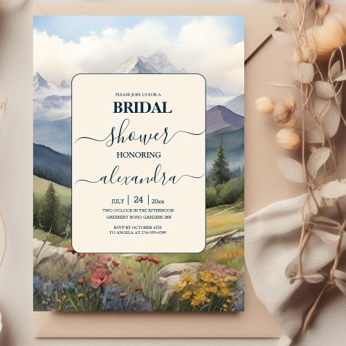 Rustic Mountain Meadow Bridal Shower Invitation