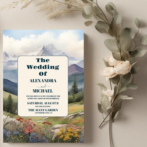 Rustic Mountain Meadow Wedding Invitation