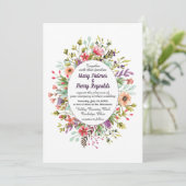 Rustic Mountain Meadow Wildflowers Wedding Invitation (Standing Front)