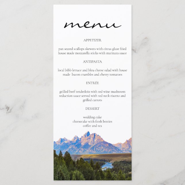 Rustic Mountain Menu Cards (Front)