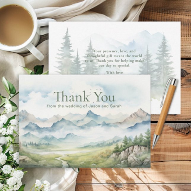 Rustic Mountain Nature Wedding Thank You  (Mountain wedding thank you card)