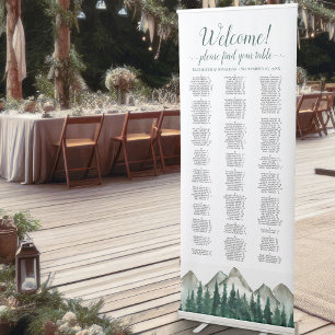 Rustic Mountain & Pine Alphabetical Seating Chart Retractable Banner