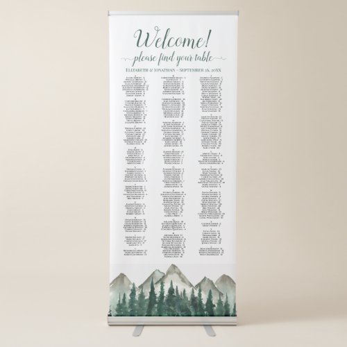 Rustic Mountain  Pine Alphabetical Seating Chart Retractable Banner