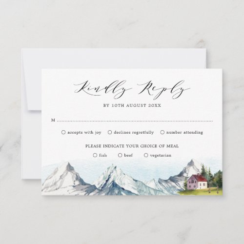 Rustic Mountain Pine Forest Woodland Wedding RSVP Card