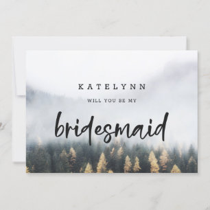 Rustic Mountain Pine Tree Bridesmaid Proposal Card
