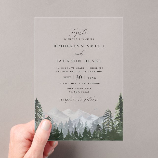 Rustic Mountain Pine Tree Wedding Invitation (Insitu (Handheld))