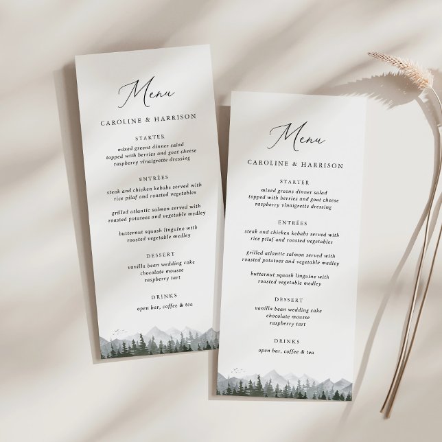 Rustic Mountain Pine Tree Wedding  Menu (Creator Uploaded)