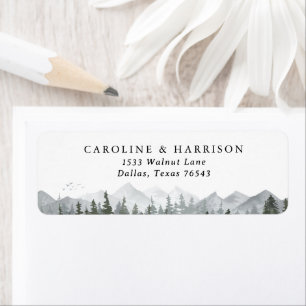 Rustic Mountain Pine Tree Wedding Return Address Label