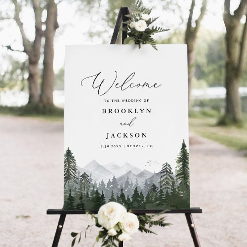 Rustic Mountain Pine Tree Wedding Welcome Sign