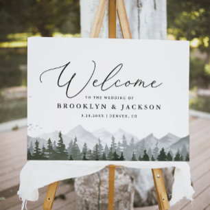 Rustic Mountain Pine Tree Wedding Welcome Sign