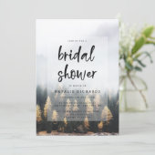 Rustic Mountain Pine Trees Fall Bridal Shower Invitation (Standing Front)