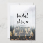 Rustic Mountain Pine Trees Fall Bridal Shower Invitation (Front)