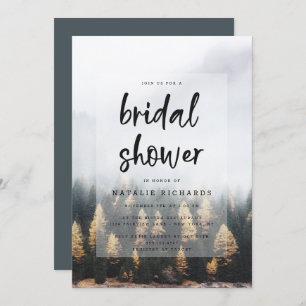 Rustic Mountain Pine Trees Fall Bridal Shower Invitation