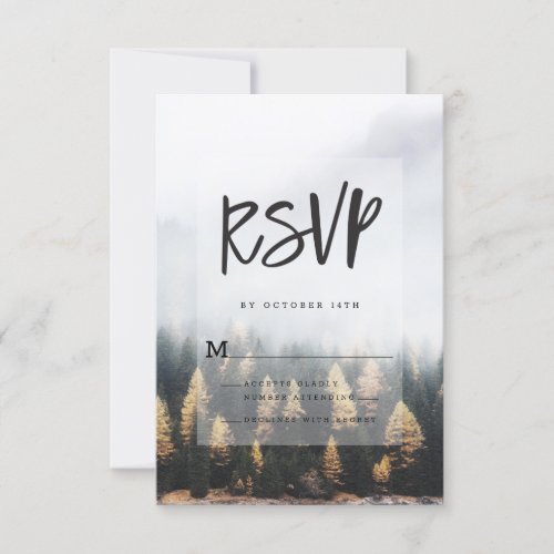 Rustic Mountain Pine Trees Fall Forest Design RSVP Card