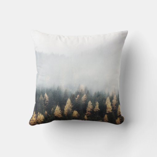 Rustic Mountain Pine Trees Fall Forest Design Throw Pillow | Zazzle