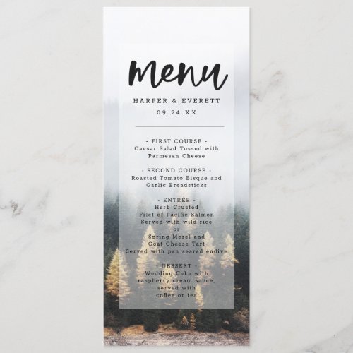 Rustic Mountain Pine Trees Fall Forest Dinner Menu