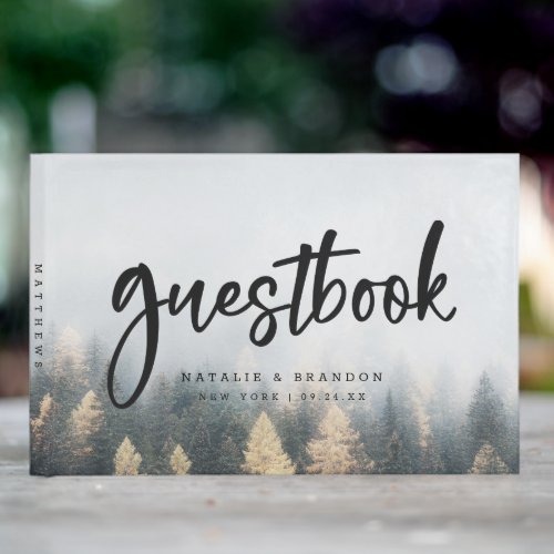 Rustic Mountain Pine Trees Fall Forest Wedding Guest Book