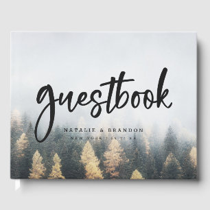 Rustic Mountain Pine Trees Fall Forest Wedding Guest Book