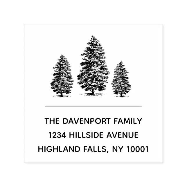 Rustic Mountain Pine Trees Return Address Selfinking Stamp Zazzle