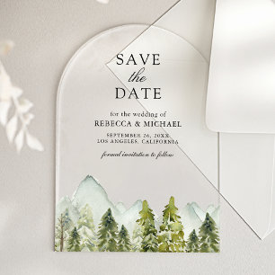 Rustic Mountain Pine Trees Wedding Save the Date
