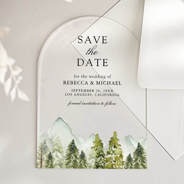 Rustic Mountain Pine Trees Wedding Save the Date (Creator Uploaded)