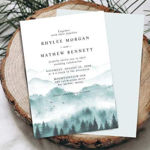 Rustic Mountain Pine Wedding Invitation