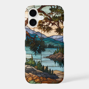 Rustic mountain range landscape stain glass iPhone 17 case