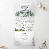 Rustic Mountain River Forest | Illustrated Wedding Tri-Fold Invitation (Inside)