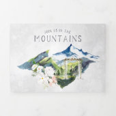 Rustic Mountain River Forest | Illustrated Wedding Tri-Fold Invitation (Cover)
