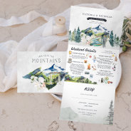 Rustic Mountain River Forest | Illustrated Wedding Tri-fold Invitation at Zazzle
