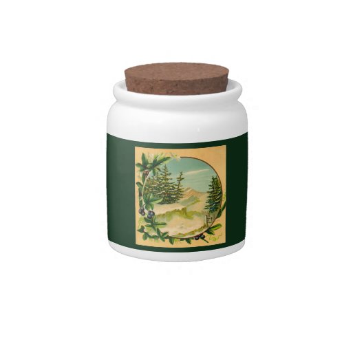 Rustic Mountain Scene Candy Jar