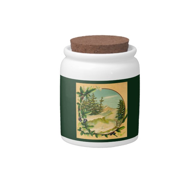 Rustic Mountain Scene Candy Jar (Front)