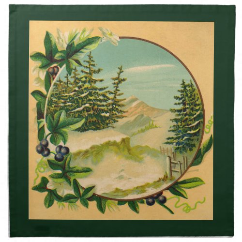 Rustic Mountain Scene Cloth Napkin