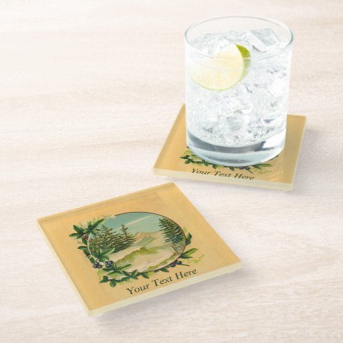 Rustic Mountain Scene Glass Coaster